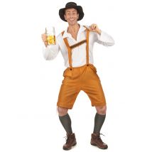 Bayer Herren-Kostüm Lederhose orange-weiss - Thema: Fasching und Karneval - Größe M