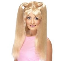 90er Popstar Perücke Zöpfe lang blond - Thema: Fasching und Karneval - Gelb/Blond
