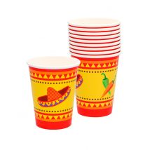 Mexiko Pappbecher Party-Deko Fiesta 10 Stück bunt 250ml - Thema: Mottoparty - Bunt