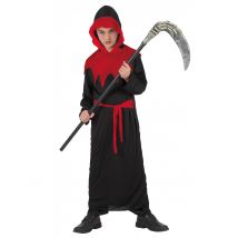 Teuflischer Sensenmann Halloween-Kinderkostüm schwarz-rot - Thema: Halloween - Größe 98/116 (3-4 Jahre)
