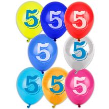 Ziffer 5 Luftballons Geburtstagsballons Jubiläum 5 Jahre 8 Stück bunt - Thema: Geburtstag und Jubiläum