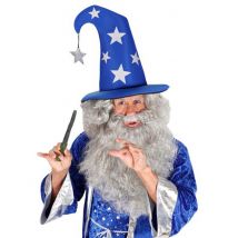 Magier-Hut mit Sternen Zauberer blau-silber - Thema: Fasching und Karneval - Blau