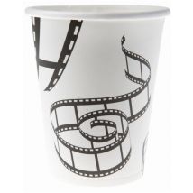 Filmband-Becher Hollywoodparty-Deko 10 Stück weiss-schwarz 7,5x9cm - Thema: Fasching und Karneval - Weiß