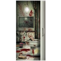 Blutiges Badezimmer Tür-Poster Halloween Party-Deko bunt 76x152cm - Thema: Halloween