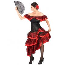 Flamenco-Tänzerin Damen-Kostüm rot-schwarz - Thema: Mottoparty - Schwarz - Größe S