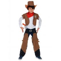 Cowboy Kinder-Kostüm braun-schwarz - Thema: Fasching und Karneval - Größe 146/164 (13-14 Jahre)