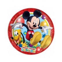 Mickey Mouse Partyteller mit Micky und Pluto Disney-Lizenzartikel 8 Stück bunt 23cm - Thema: Geburtstag und Jubiläum