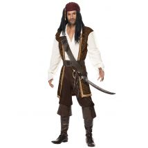 Verruchter Pirat Seeräuber Kostüm braun-weiss - Thema: Fasching und Karneval - Braun - Größe L