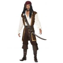 Verruchter Pirat Seeräuber Kostüm braun-weiss - Thema: Fasching und Karneval - Braun - Größe L