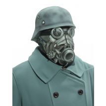 Soldat mit Helm Brille und Gasmaske Vollmaske Kostümaccessoire grautöne - Thema: Halloween