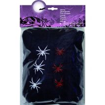 Spinnennetz Partydeko schwarz-weiss-rot 100g - Thema: Halloween - Schwarz