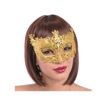 Venezianische Augenmaske mit Schnörkeln Kostüm-Accessoire gold - Thema: Fasching und Karneval - Gelb/Blond