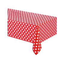 Tischdecke mit Punkten Partydeko rot-weiss 137 x 274 cm - Thema: Fasching und Karneval - Rot/Rotbraun
