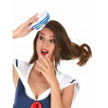 Matrosenmütze für Damen Kostüm-Accessoire blau-weiss-gold - Thema: Sommerparty - Weiß