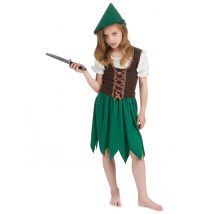Bogenschützin Waldmädchen Kinder-Kostüm grün-braun - Thema: Fasching und Karneval - Größe 122/134 (7-9 Jahre)