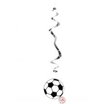 Fussball Hängedeko Spirale 6 stück weiss-schwarz-silber 80 cm - Thema: Fasching und Karneval - Weiß