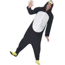 Pinguin Kostüm für Erwachsene schwarz-weiß-gelb - Thema: Fasching und Karneval - Schwarz - Größe L
