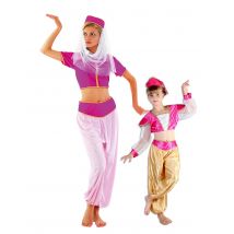 Paarkostüm orientalische Tänzerin für Damen und Mädchen rosa-weiß - Thema: Fasching und Karneval - Weiß