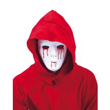 Halloween-Maske mit blutenden Wunden Vollmaske weiss-rot - Thema: Halloween