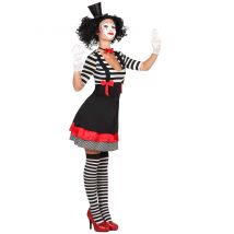 Süsse Pantomime Damenkostüm Clownfrau schwarz-weiss - Thema: Fasching und Karneval - Schwarz-Weiß - Größe XL