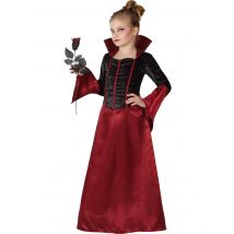 Elegante Vampirin Halloween-Kinderkostüm schwarz-rot - Thema: Halloween - Größe 116/128 (5-6 Jahre)