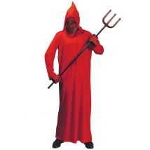 Okkultisten-Robe Teufelskostüm mit Kapuzenmaske rot-schwarz - Thema: Halloween - Größe 140 (8-10 Jahre)