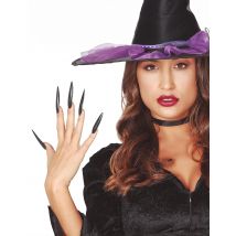 Lange Halloween-Fingernägel Kunstnägel mit Kleber 10 Stück schwarz 6cm - Thema: Halloween - Schwarz