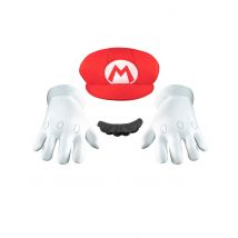 Mario Accessoires-Set Super Mario Videospiel weiss-rot-schwarz - Thema: Fasching und Karneval