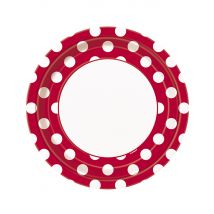 Set aus 8 Tellern rot weiß 22 cm - Thema: Geburtstag und Jubiläum - Rot/Rotbraun