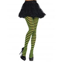 Geringelte Strumpfhose Kostüm-Accessoire grün-schwarz - Thema: Halloween - Größe M/L