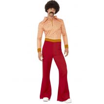 70er Jahre Disco-Star Kostüm orange-rot - Thema: Schlagerparty - Orange - Größe M