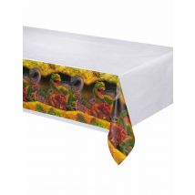 Dinosaurier-Tischdecke weiss-bunt 137x274cm - Thema: Geburtstag und Jubiläum - Weiß