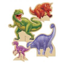 Dinosaurier-Pappaufsteller Partydeko 4-teilig bunt - Thema: Geburtstag und Jubiläum