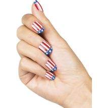 USA-Fingernägel Amerika-Fanartikel 24 Stück rot-weiss-blau - Thema: Mottoparty - Weiß