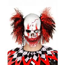 Grauenhafte Horrorclown-Maske mit blutigverschmiertem Mund Halloweenmaske weiss-rot-schwarz - Thema: Halloween