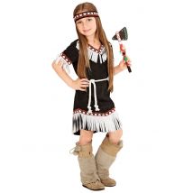 Indianerin Wildwest Kinderkostüm schwarz-rot-weiss - Thema: Fasching und Karneval - Größe 128 (5-7 Jahre)