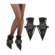 Hexen-Schuhcover Hexenkostüm-Zubehör 2 Stück schwarz-silber - Thema: Halloween