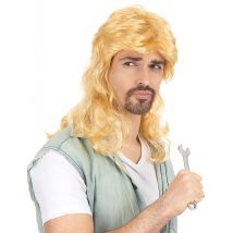 Retro Vokuhila Herren-Perücke blond - Thema: Fasching und Karneval - Gelb/Blond