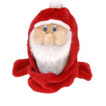 Lustige Weihnachtsmann-Mütze mit Schal Weihnachts-Accessoire bunt - Thema: Weihnachten und Winter - Weiß