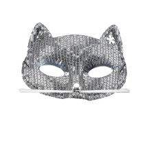Glitzernde Katzen-Augenmaske mit Pailletten Kostüm-Accessoire silber - Thema: Junggesellenabschied - Silber/Grau