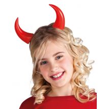 Halloween Hörner-Haarreif für Kinder rot-schwarz 11cm - Thema: Halloween - Rot/Rotbraun