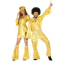 Funky Disco Paarkostüm-Set für Mann und Frau gold - Thema: Fasching und Karneval - Gold