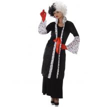 Sexy Cruella Damenkostüm schwarz-weiß-rot - Thema: Fasching und Karneval - Weiß - Größe S