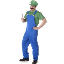 Klassisches Klempner Herrenkostüm grün-blau - Thema: Fasching und Karneval - Blau - Größe M