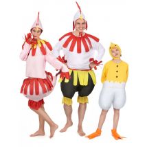 Lustige Hühner-Familie Gruppenkostüm-Set bunt - Thema: Fasching und Karneval