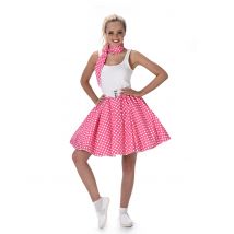 50er-Jahre Rockabilly Petticoat-Rock mit Halstuch pink-weiss - Thema: Fasching und Karneval - Rosa/Pink - Größe M
