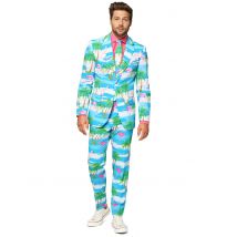 Opposuits-Herrenanzug Flamingo Karneval hellblau - Thema: Fasching und Karneval - Blau - Größe M (50)