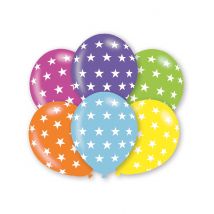 Stern-Luftballons Partyballons 6 Stück bunt 28cm - Thema: Fasching und Karneval - Blau