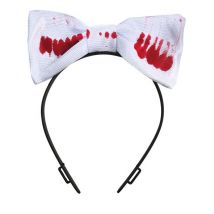 Blutige Schleife Halloween-Haarreif mit Schleife weiss-rot-schwarz - Thema: Halloween