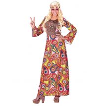 Hippie Damenkostüm rot-bunt - Thema: Fasching und Karneval - Bunt - Größe XL